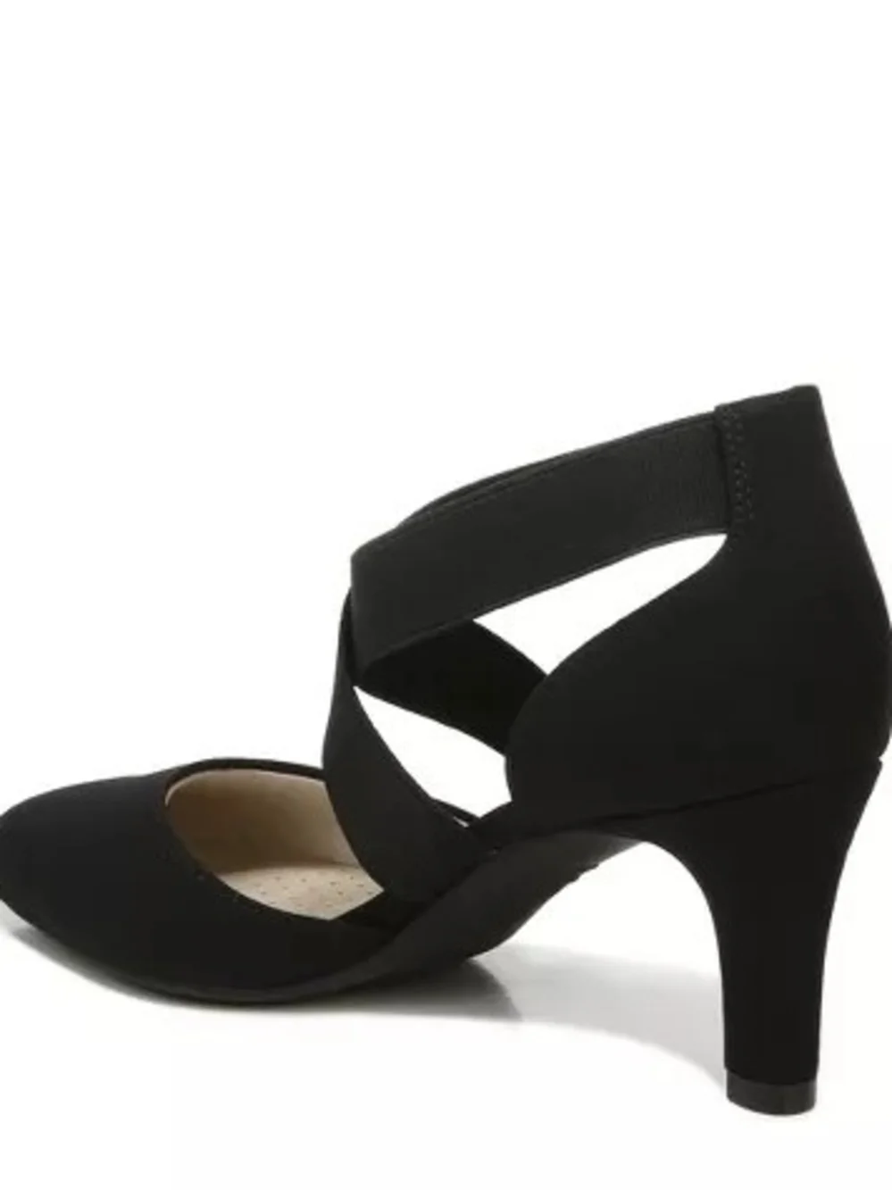 Life Stride Black Crisscross Mid Heel Pump